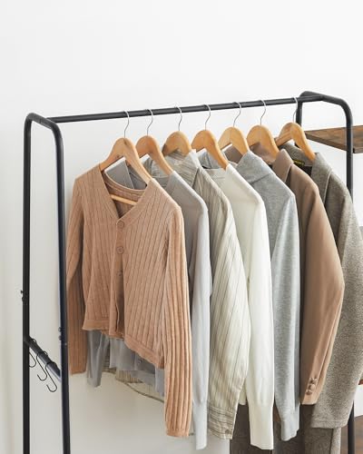 VASAGLE KleiderstÄnder, GarderobenstÄnder, 45 x 120 x 160 cm Garderobe mit Kleiderstange, Schuhablage, offener Kleiderschrank, 6 abnehmbare Haken, Schlafzimmer, Flur, vintagebraun-schwarz RGR116B01