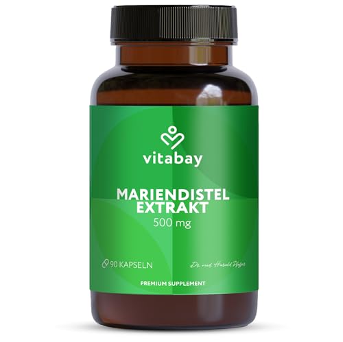 Vitabay Mariendistel Extrakt – 500 mg, 90 vegane Kapseln mit 80% Silymarin, laborgeprüft, ohne Zusatzstoffe