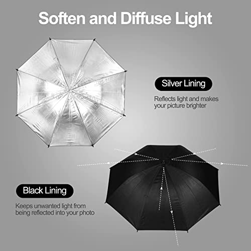 Image of EMART 33inch /84cm Black /Silver Photo Soft Umbrella for Photography 2Pack