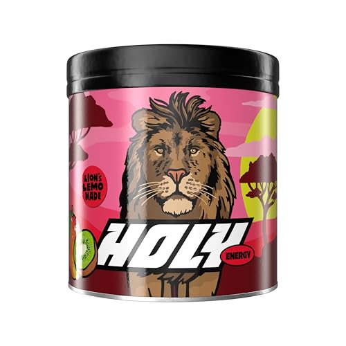 HOLY Energy Gaming Booster 'Lion's Lemonade' avec goût de mangue & kiwi en poudre| 50 portions avec NewCaff & extrait de thé vert | Focus Drink | Vegan avec arômes de fruits 100% naturels