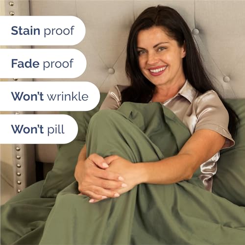 Image of Queen 6 Piece Bed Sheet Set - Breathable & Cooling Sheets - Sage Green