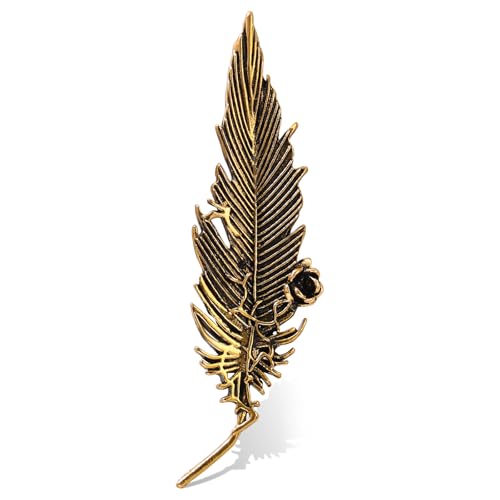 Image of Plated Classic Rose Flower Feather Brooches and Pins for Women Men Fashion Jewelry Delicate Leaf Lapel Dress Accessories Boutonniere Corsage Hat Bag Suit Tie Wedding small,simple