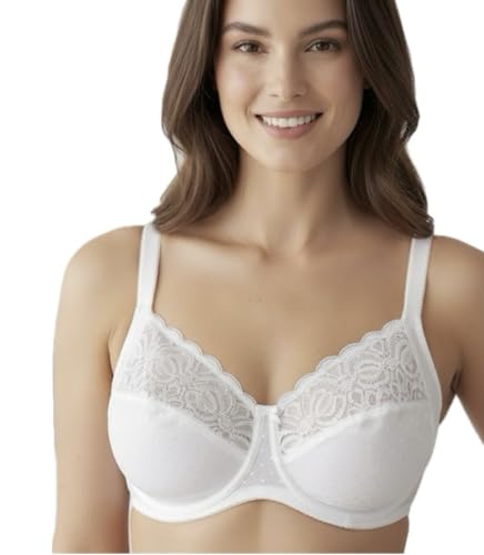 Ladies Fuller Bust Underwired Non Padded White Bra Ex Premium Store F to J Cups (UK, Cup & Band, H, 34, White)