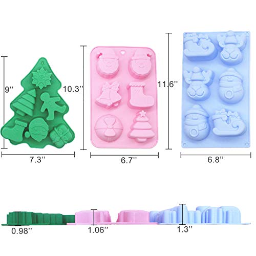 3 Pack Christmas Silicone Molds Non-Stick Chocolate Jelly Cake Baking Mold For Party Xmas Gift Handmade Soap Molds With Shape Of Christmas Tree Elk Socks Bells Gift Snowman Sleigh Santa Claus … #TOP2