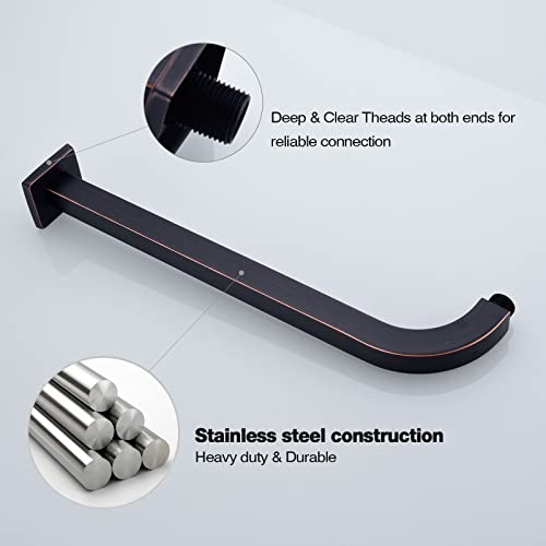 Trustmi Square Shower Arm With Flange Orb, 16 Inch L Shaped Rainfall Shower Head Extension Arm, Wall Mounted Shower Arm, Oil Rubbed Bronze #TOP3