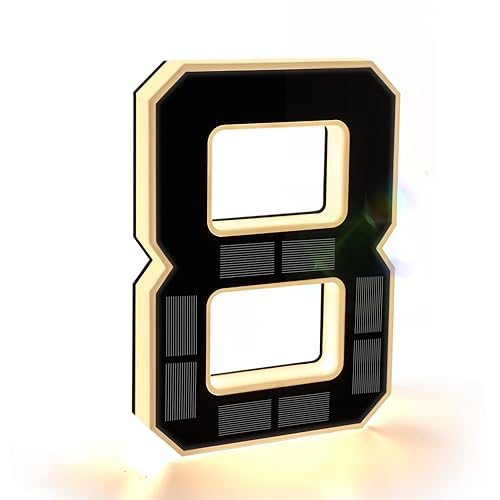 ISUNMEA 9 Inch Solar Lighted House Numbers for Outside, Light Up Waterproof LED Address Numbers Signs for Houses, Large Personalized Illuminated Exterior Modern House Numbers Light (8-Black, 9IN)
