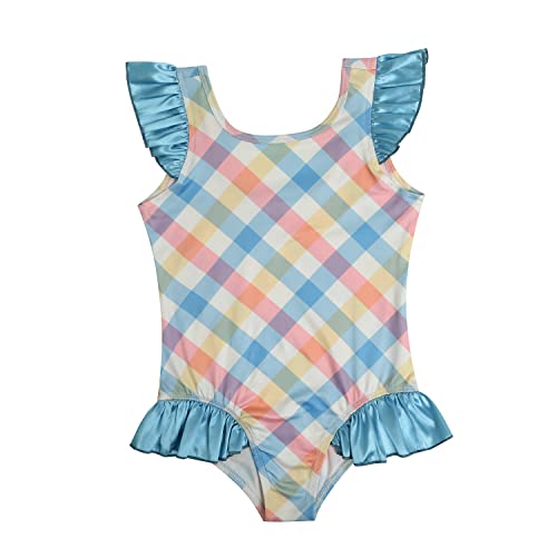 Image of iLover Girls Sparkle One Piece Swimsuits Crossback Swimwear Beach Bathing Suit with Adjustable Strap 4-10 Years