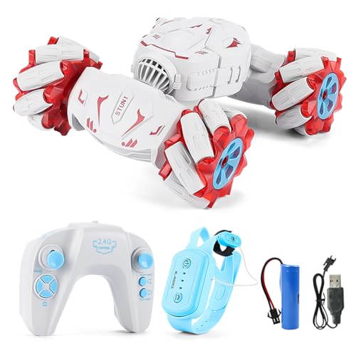 GoolRC Remote Control Car, Gesture Sensing RC Stunt Car with Spray & Lights & Music, 2.4GHz 4WD RC Cars with 360Â° Rotating, 3 Control Mode Toy Vehicle (Red)