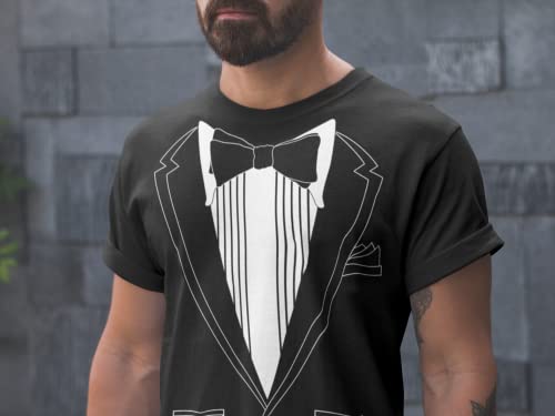 Promotion & Beyond Tuxedo (Black) With Pocket Square Ceremony Men's T-Shirt, L, Pacific Blue #TOP1