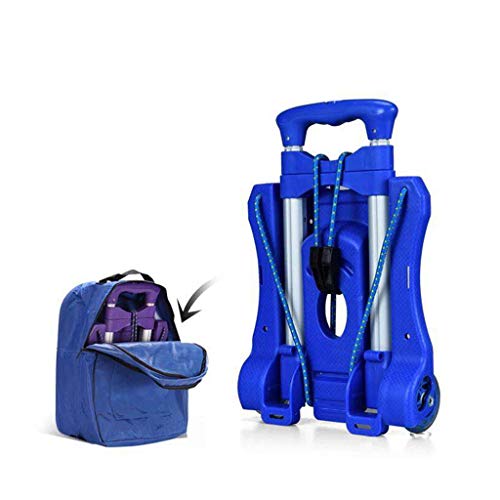 Carretilla portátil plegable ligera con ruedas sólidas azul miniatura 3