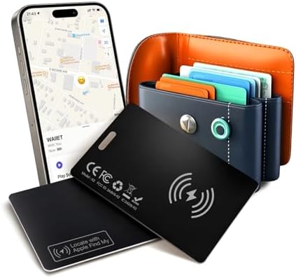 Ultra-Thin Wallet Tracker Card 0.07in 1 Pack Apple MFi Certified - Credit Card Size Tracker Tag Works with Apple Find My IP68 Waterproof Rechargeable Item Locator for Keys, Bags, Wallet(iOS Only)