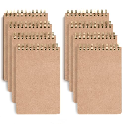 VEESUN Notizblock A6 Dotted 8 Stück: Notizbuch 80 Blatt/160 Seiten Spiralblock Kraft Cover Block Skizzenblock Tagebuch Spiralbindung Geschenk fur College Büro Zurück zur Schule