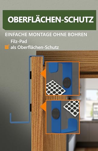 4smile Türhaken - 10er Set, Bunt - Edelstahl Türhaken zum Einhängen, universell verwendbare Türgarderobe - Solide Kleiderhaken Tür, Türhakenleiste zum Einhängen