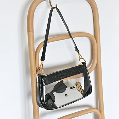 Clear Shoulder Handbag PVC Classic 90s Purse Women Vegan Leather Crocodile Crossbody Bag4