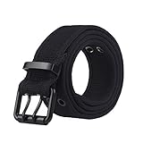[page_title]-VRLEGEND Gürtel Herren Canvas Gürtel 120-180cm Jeans Gürtel Stoffgürtel Outdoor Casual Gürtel Militär Leinwand Stoff Gürtel Jeansgürtel Belts (120cm, Schwarz)