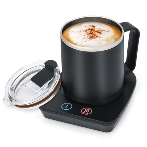 Image of VOBAGA Coffee Mug Warmer with 15oz Mug Set, Electric Coffee Cup Warmer with Three Temperature Settings for Home Office Desk, Smart Coffee Warmer with Auto Shut Off for Cocoa Tea Candles Coffee Gift