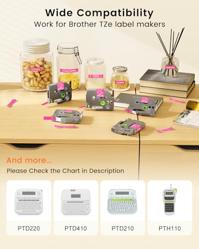 Image of Pink Label Maker Tape Replacement for Brother P-Touch Label Tape TZe-MQP35 | White on Berry Pink TZ 12mm 0.47 Laminated Matte for Ptouch PT-D210 D220 H100 H103w H110 D400 D600, 12mmx 8m 26.2ft, 3 Pack