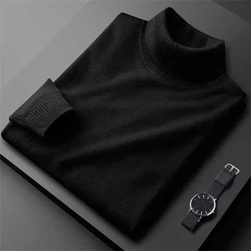 Men's Retro Long Sleeve Sweater Casual Solid Color Turtleneck Pullover Knitted Street Warm Top3