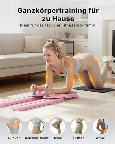 MERACH Reformer für Pilates– Pilates Board Multifunktions Bauchtrainer Brett 120KG Klappbar, Pilates Reformer für Rumpf, Bauch, Arme & Beine, FitnessgeräTe für Zuhause Leise