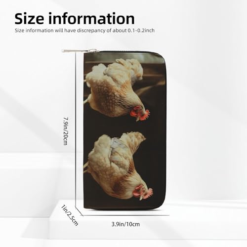 Leather Wallet for Women Long Purse Three Chickens Womens Wallet Clutch with 8 Credit Card Holder Coin Pocket3