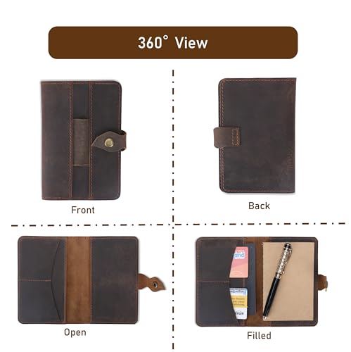 Journal de poche rechargeable en cuir avec porte-carte TheAntiq