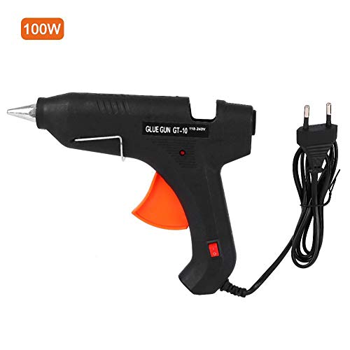HEEPDD Pistolet à Colle Chaude, Pistolet à Colle Haute température 60W/80W/100W avec Interrupteur pour Arts Crafts utilisent des Cadeaux de décoration de Noël(Prise européenne Noire 100W)