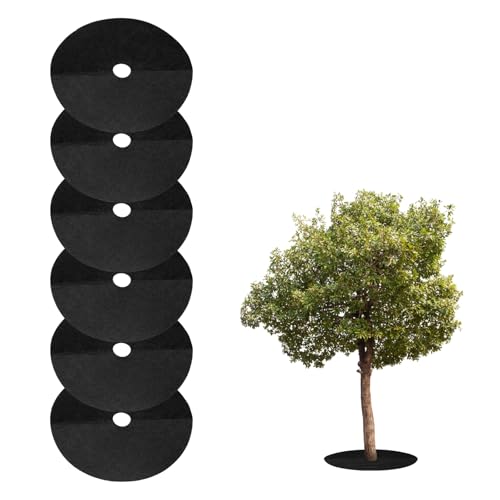 QUARKZMAN 6pcs Anneau De Paillage Arbre 25cm Non-Tissé Protège-Arbre Rond Tapis Anti-Mauvaises Herbes…
