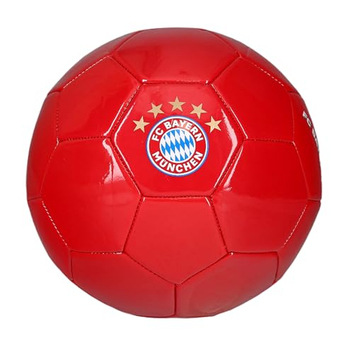 FC Bayern München Fanartikel Ball 5 Sterne | Fußball rot | Größe 5 | 100% Polyurethan