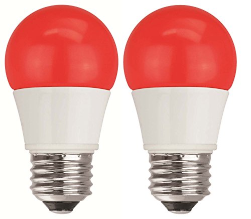TCP 40W Equivalent, Red LED A15 Regular Shaped Light Bulbs, Non-Dimmable (2 Pack)