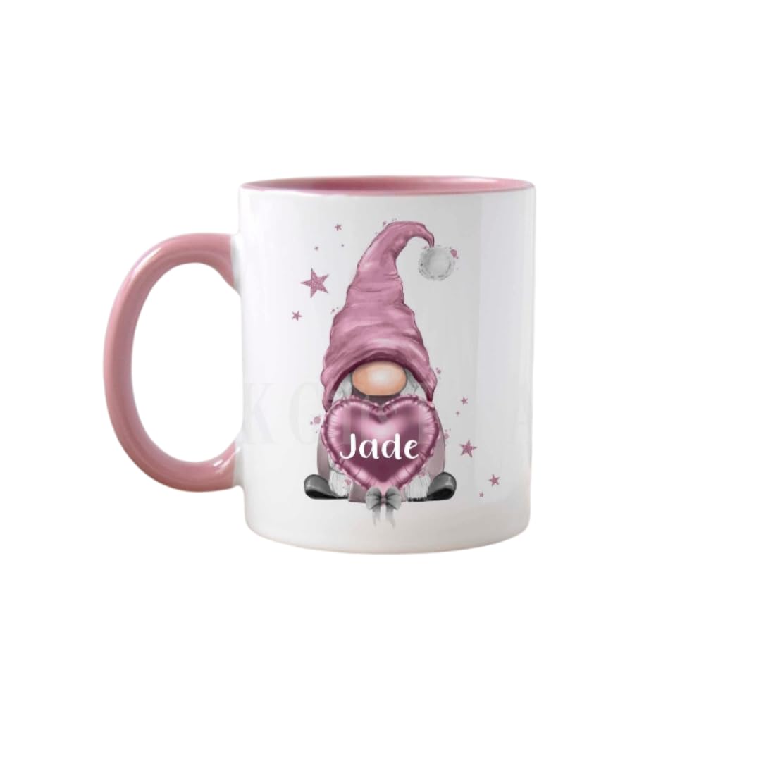 Personalised Gonk Mug, Pink Gnome Coffee Cup, Gift for Women Mum Sister Nan Friend