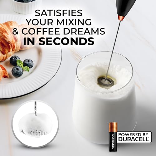 image for Zulay Kitchen Milk Frother Handheld Electric Whisk with AA Duracell Ba