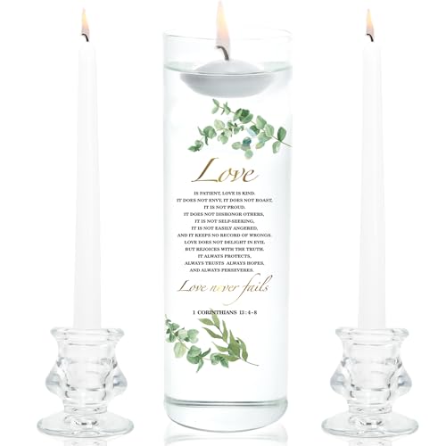 Unity Candles with Glass Holder for Wedding Ceremony - Unity Candles for Wedding Religious Ceremony Ideas Marriage Decoration Accessories Set for Newly Couple Anniversary Church
