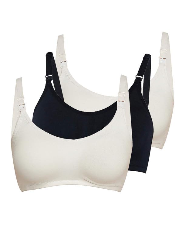 Image of Inner Sense Organic Cotton Bamboo Nursing Bra for Women I Non Padded Feeding Bra with Keyhole Back Design I Wire Free Maternity Innerwear with Full Coverage