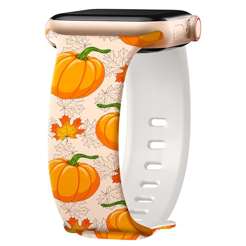 Image of wipalor Fall Thanksgiving Band for Apple Watch Bands for Women 42mm 41mm 40mm 38mm, Cute Holidays Fall iWatch Bands for Women iPhone Watch Bands Series 11 10 9 SE 8 7 6 5 4 3-Thanksgiving /Pumpkin