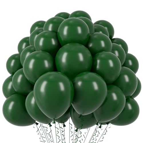 Image of Voircoloria 110pcs Dark Green Balloons 12inch Green Latex Party Balloons for Birthday, Graduation, St. Patrick's Day, Christmas, Baby Shower, Dinosaur Party, Anniversary Party Decorations