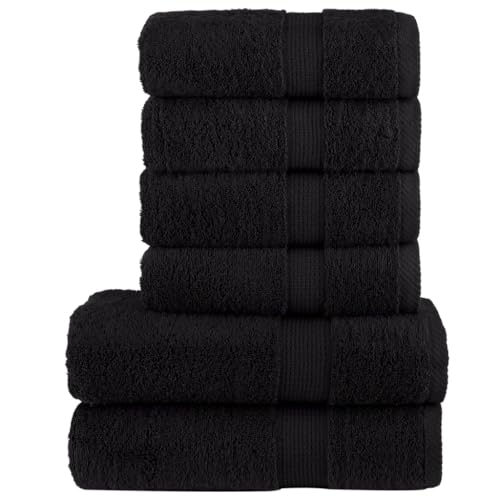 Vetnasa Juego de Toallas Premium SOLUND 6 Unidades Negro 600 gsm Casa y jardín, Ropa de casa, Toallas Negro 2,83 KG