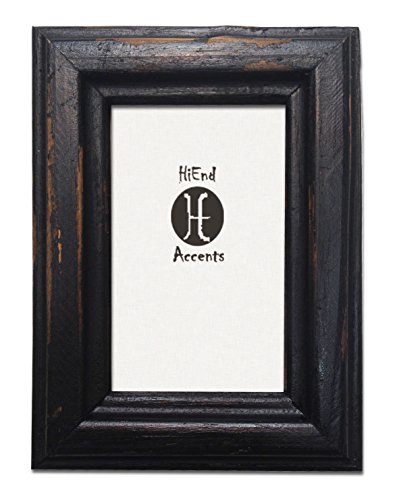 HiEnd Accents Painted Distressed Wood Frame, 4 by 6-Inch, Black