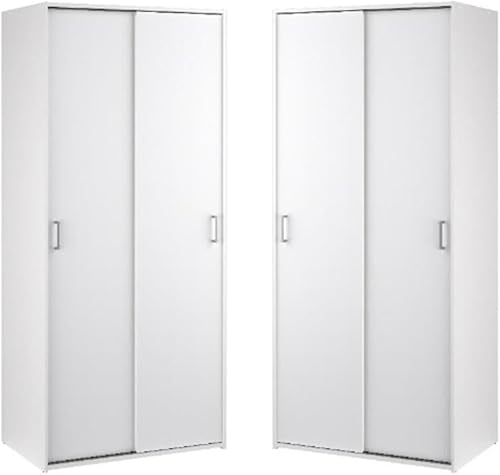 Home Square Armario espacial con 2 puertas correderas en blanco - Juego de 2