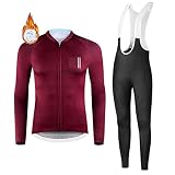 Wielertrui Heren Winter Set Lange Mouwen + Broek Fietskleding Set Thermische Transpiratie Buitensporten,J,L