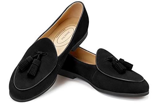 Image of Journey West Suede Tassel Loafer for Women Slip-on Belgian Penny Loafers Shoes for Women in Many Colors