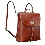 [バンニュス] イタリア本革 レディースリュック 小さい 軽量 ショルダーストラップは切り換え可能 9.7インチ iPad収納 ブラウン