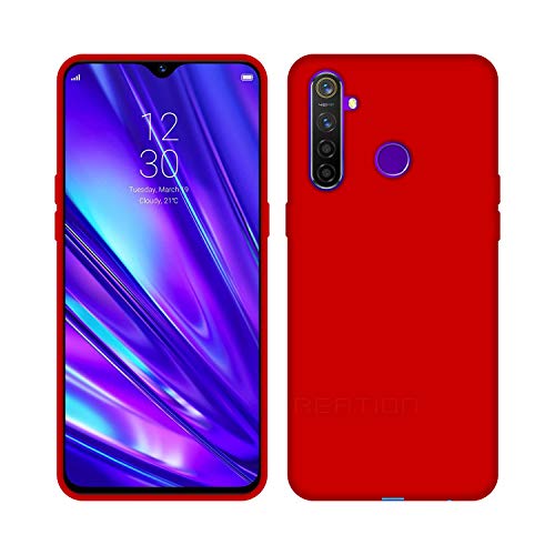 Image of Case Creation Luxurious OG Series for Realme 5i Case Cover,Anti-Dirty Slim Case Frosted Matte Cute Candy TPU Raised Bezel (Splash of Color) Back Cover for Realme 5i - Glamour Red