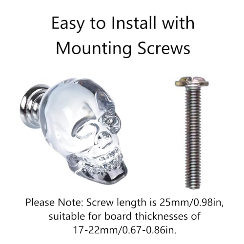 Crystal Skull Drawer Pull Knobs Set of 2, Decorative Door Knob with Screws, Furniture Handles for Dresser Drawer Cabinet Closet - Image 2