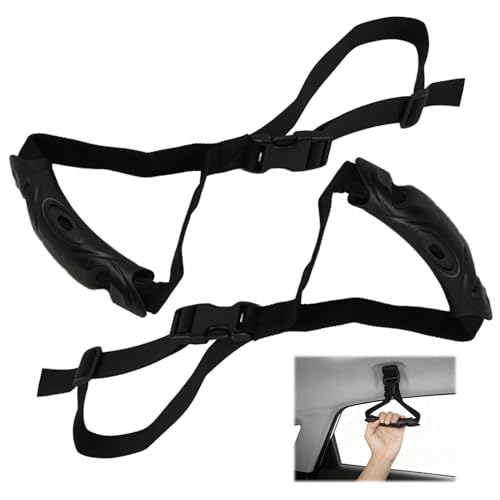 Car Handle Strap, 2 Pack Auto Cane Grab Bar with Adjustable Polyester Webbing and PVC Handles, Portable Standing Aid for Cars, Trucks, SUVs, Jeeps, Seniors, Pregnant Women and Injured Individuals