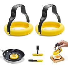 Dreamfarm Flegg 3-In-1 Flexible Silicone Egg Rings, Flippers, Servers Safe on Non-Stick - Pack of 2, Yellow/Black