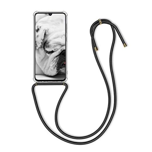kwmobile Necklace Case kompatibel mit Samsung Galaxy A70 Hülle - Silikon Cover mit Handykette - Band Handyhülle Transparent Schwarz