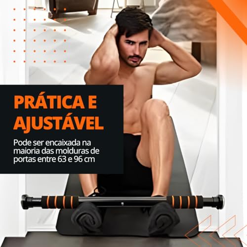 Barra Fixa de Porta para Exercícios Ajustável 63cm a 96cm Premium