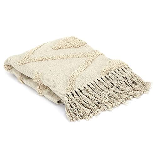 Paris Prix - Plaid Ethnique Relief Losange 120x150cm écru