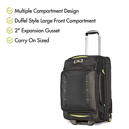 High Sierra AT8 Wheeled Upright Duffel Bag, Black/Zest, 22-Inch