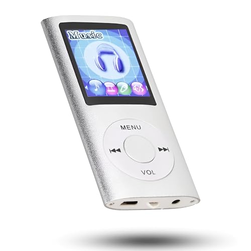 Image of Drumstone ( 𝟭+𝟭 𝗬𝗘𝗔𝗥 𝗪𝗔𝗥𝗥𝗔𝗡𝗧𝗬)Portable MP4 Music Player - 1.8-inch LCD Screen Lossless Audio Expandable Storage Back Clip Design Long Battery Bluetooth (Silver)- Memory Card Not Included